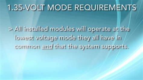 Understanding Dual Voltage Memory .